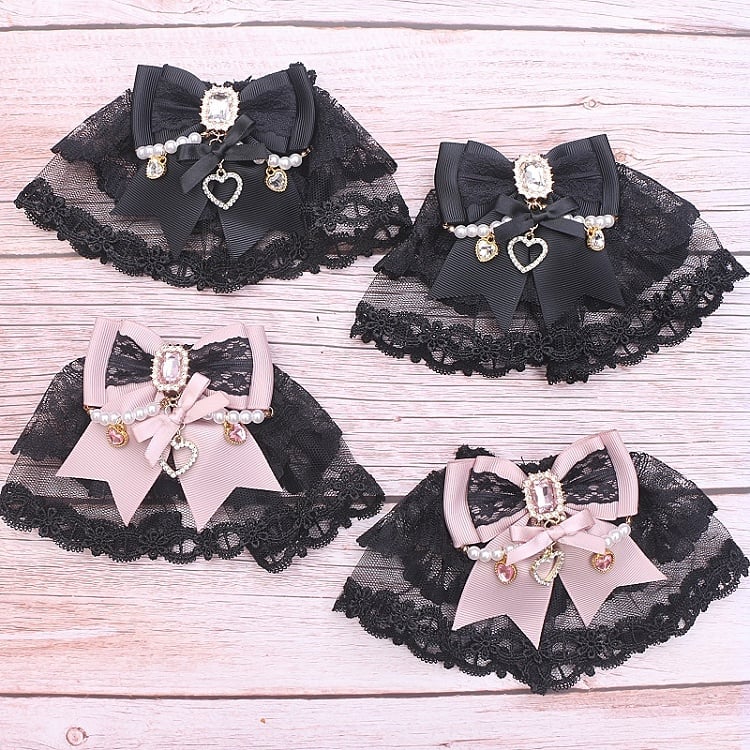 10 Jirai Rhinestone Color Cuffs Wrist Lace Kei Bowknot Options Pearl