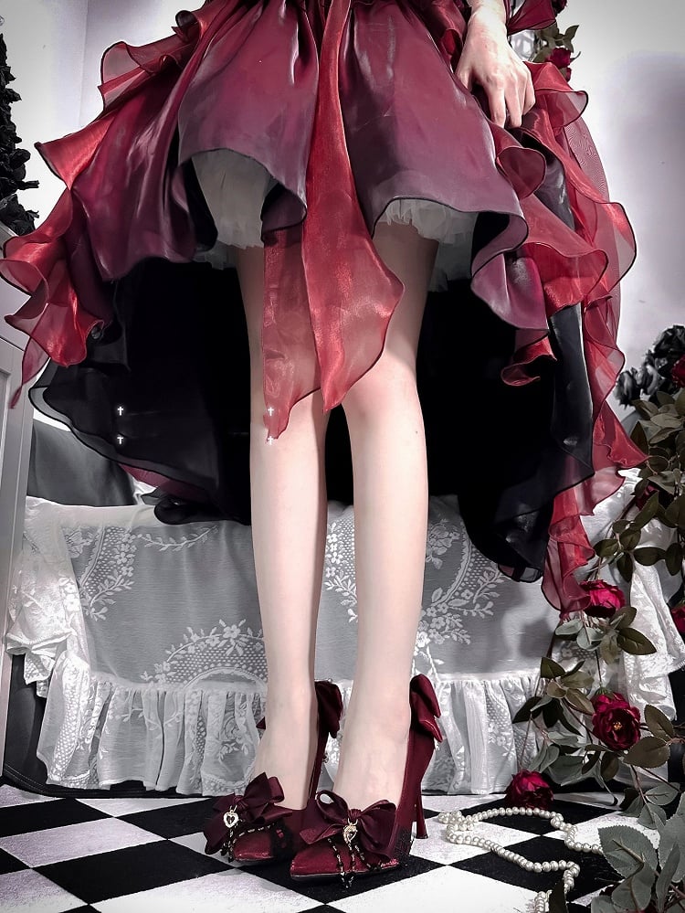 Red Rhinestone High Heels with 5CM/9CM Options - A Sky Rabbit