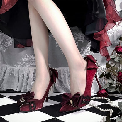 Red Rhinestone High Heels with 5CM/9CM Options - A Sky Rabbit
