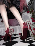 Red Rhinestone High Heels with 5CM/9CM Options - A Sky Rabbit