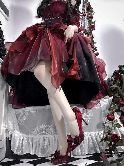Red Rhinestone High Heels with 5CM/9CM Options - A Sky Rabbit