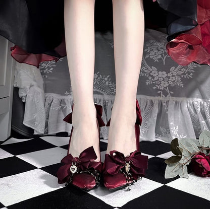 Red Rhinestone High Heels with 5CM/9CM Options - A Sky Rabbit