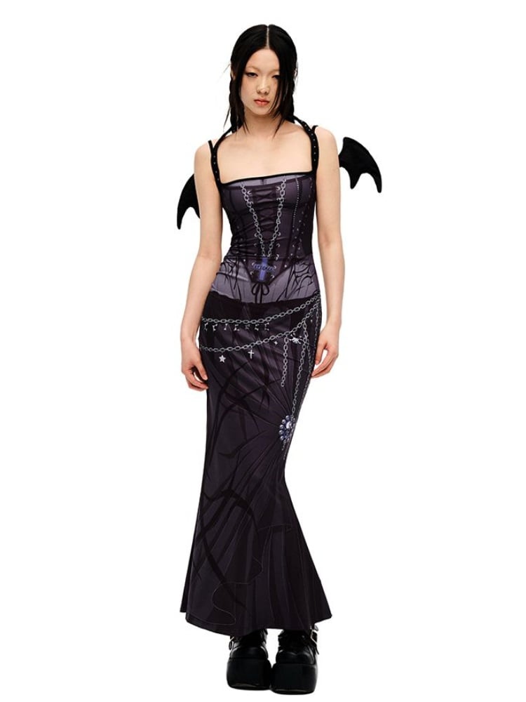 Punk Black Devil Wings Halsband