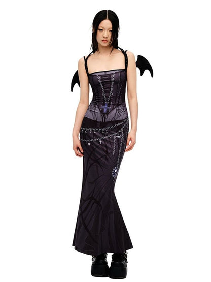 Punk Black Devil Wings Halsband