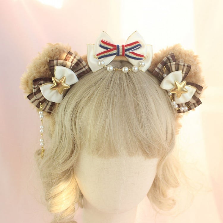 KC Bear Color Teddy Ear Plaid Options with – Chains Bowknots Bead 4 Lolita and