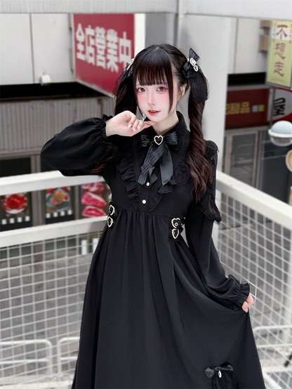 Kei Intricate Waist-Defining Black Clean Cutouts and Elegant Jirai with Dress Lace