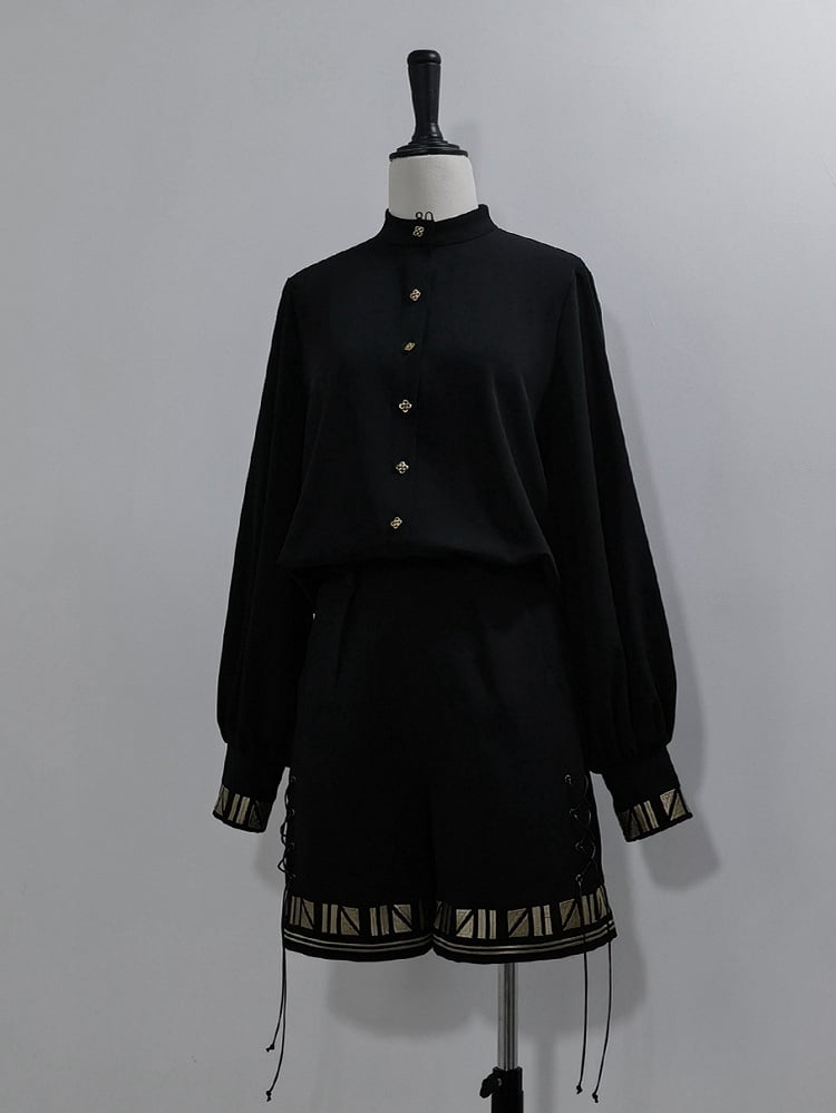 Embroidery Black Style Ouji Shorts Straight-leg Egyptian Lolita