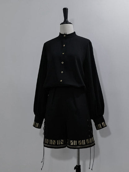Embroidery Black Style Ouji Shorts Straight-leg Egyptian Lolita