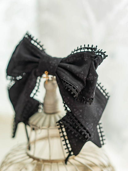 KC Lolita Black/White Bow Charm with Cross