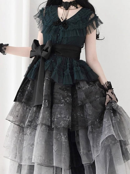 Black Belt Satin Waist Lolita