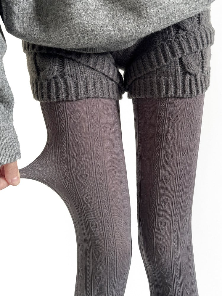 Tights (4 Colors: White Pattern Textured Heart