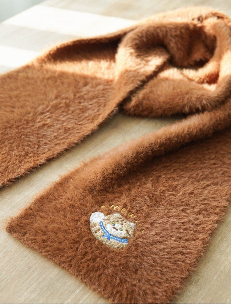 Dark Brown/Light Brown Cute Kitty Scarf