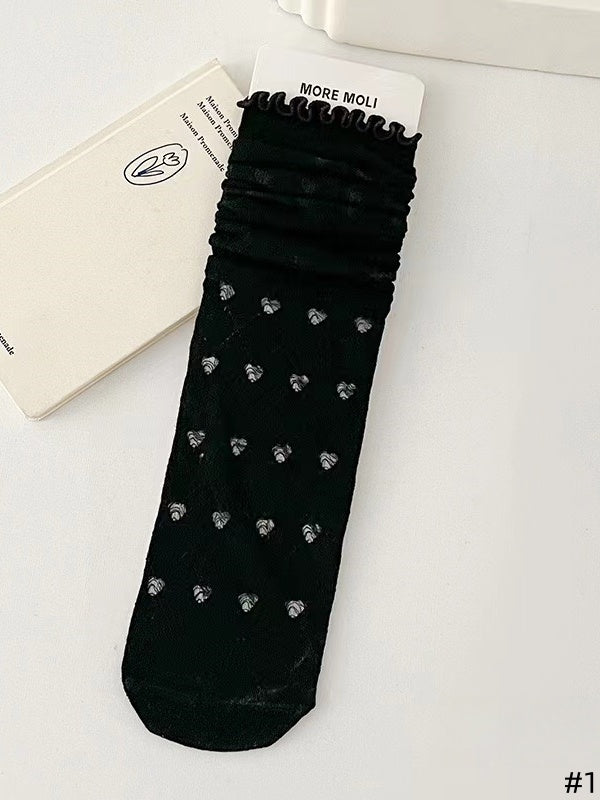 5 Socks JK Available Patterns Ruffled Black