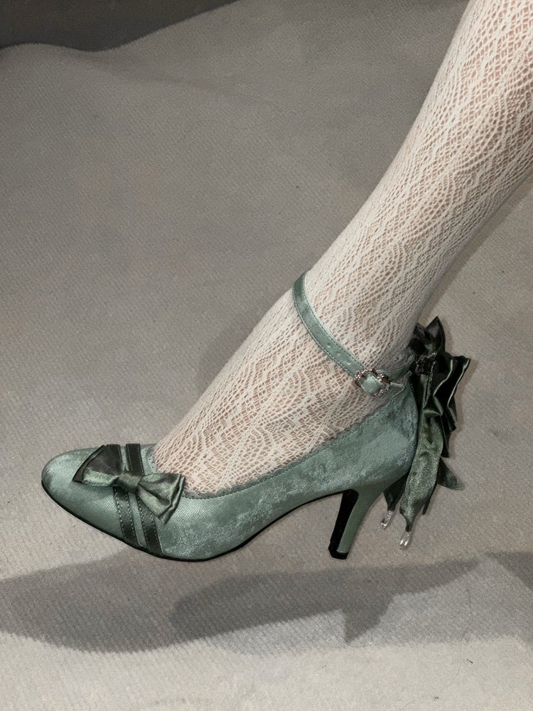Escarpins verts à bouts pointus avec nœuds – Flashing Mercury