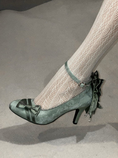 Escarpins verts à bouts pointus avec nœuds – Flashing Mercury