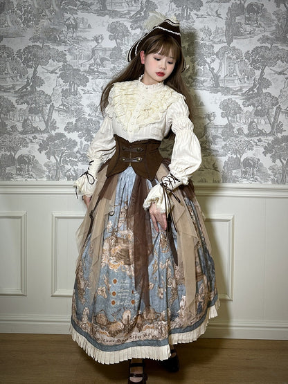 Buckle with Coffee Corset Two Belts Belt