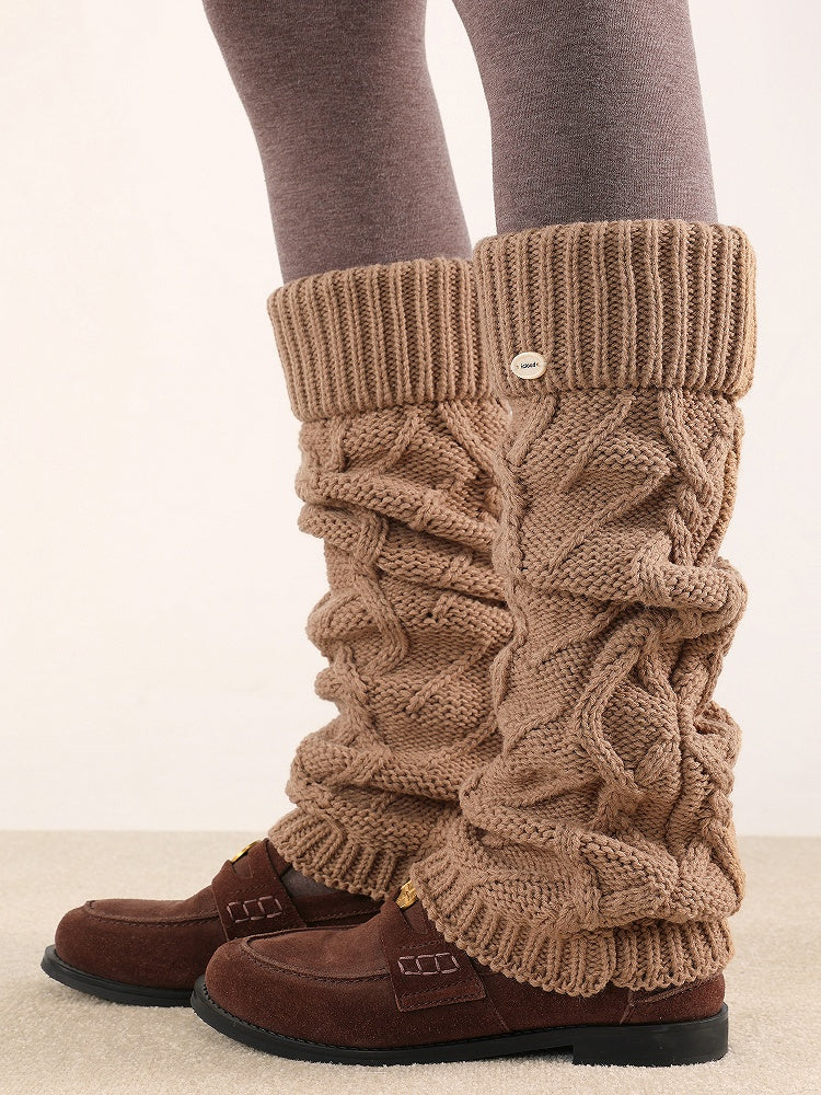 Knit 5 One-Side Cable Warmers Leg Accent Button Colors