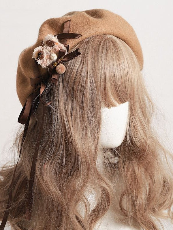 and Decorated Bear Color Plush with Options – 8 a Beret Accents Charm Ribbon