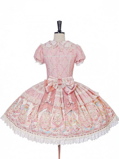 Peter Pan Collar OP Dress in Sweetheart Pink with Doll Theme, Lolita Style - Alice Girl