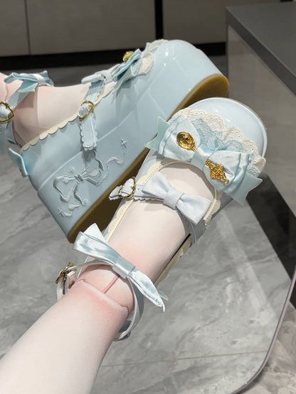 Details Platforms Spoon Sweet Bowknot Blue Lolita Decorated