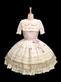 Lolita Pink Beige Peter Kleid Baumwolle Schleife und Kragen Akzente Pan