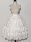 White Lace-Trimmed Sweet Lolita Skirt - Sweet Wood Lolita