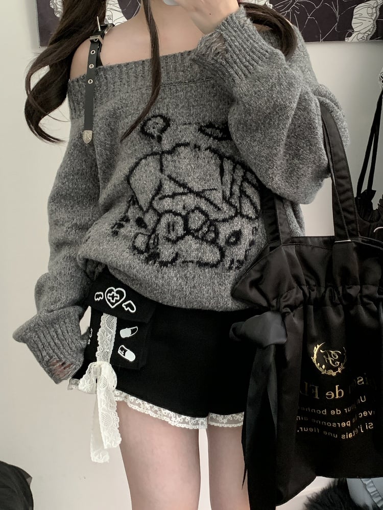 Navy Blue Jirai Kei Sporty Shorts with Lace Trim