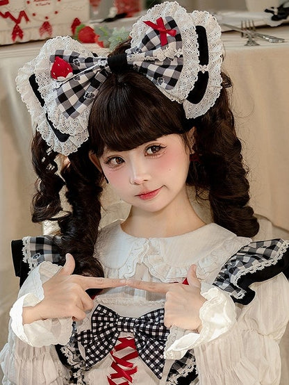 Bow Gingham Strawberry with KC Accents Lolita and Black/Red/Pink