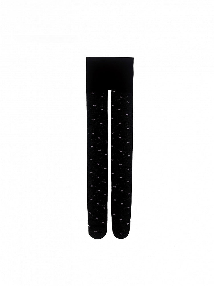 Purple Pink/Black Tights Gray Shimmer Pattern Heart