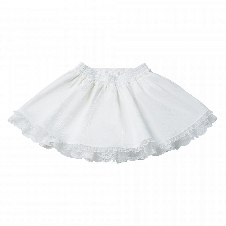 White Lace Trim Mini Skirt - PINK SAVIOR