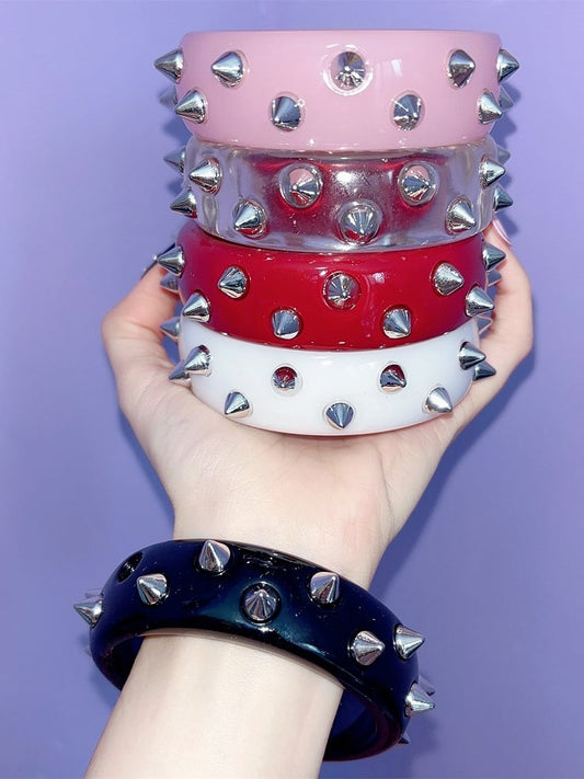 Y2K Black/White/Red/Pink/Transparent Studs Bracelet Punk