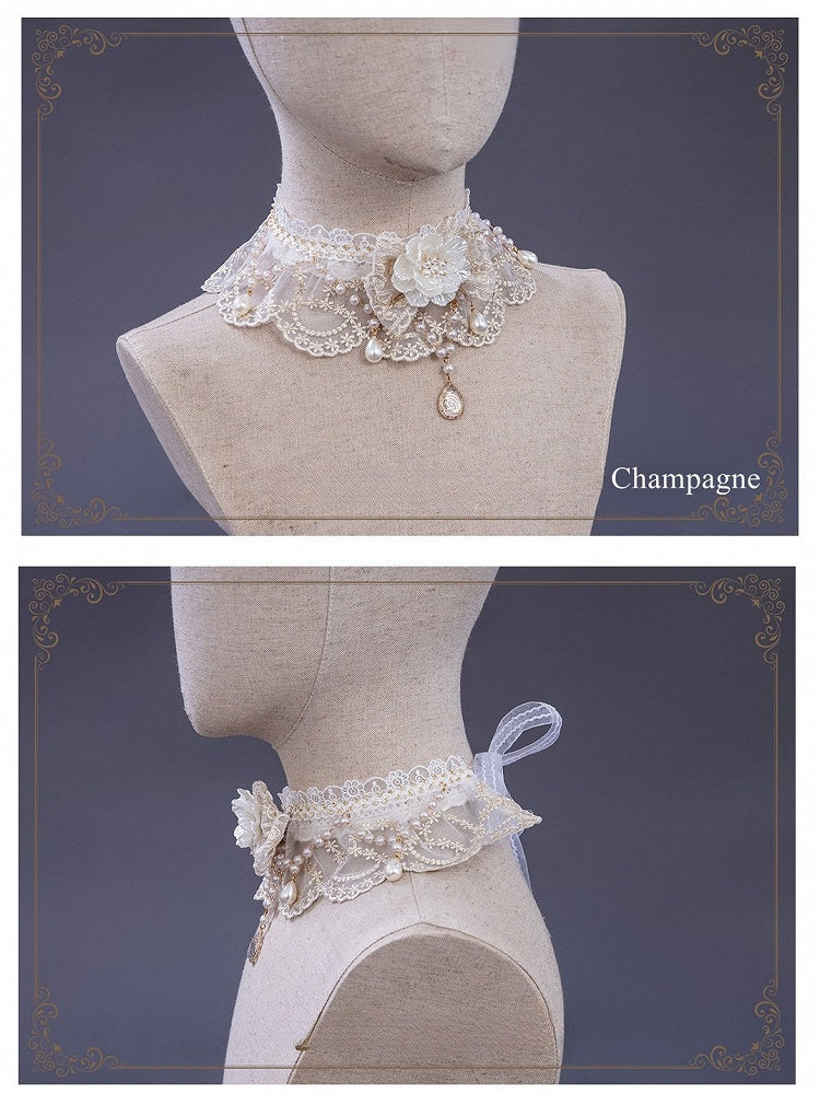5 Lolita Options – with Choker Floral Lace Bead Accents Color