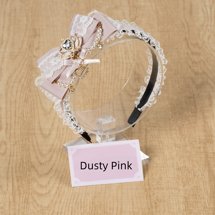 KC Crown with Chain Bead 3D Kei Jirai 7 Colors Decoration Bow and Rhinestone Lace