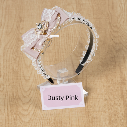 KC Crown with Chain Bead 3D Kei Jirai 7 Colors Decoration Bow and Rhinestone Lace