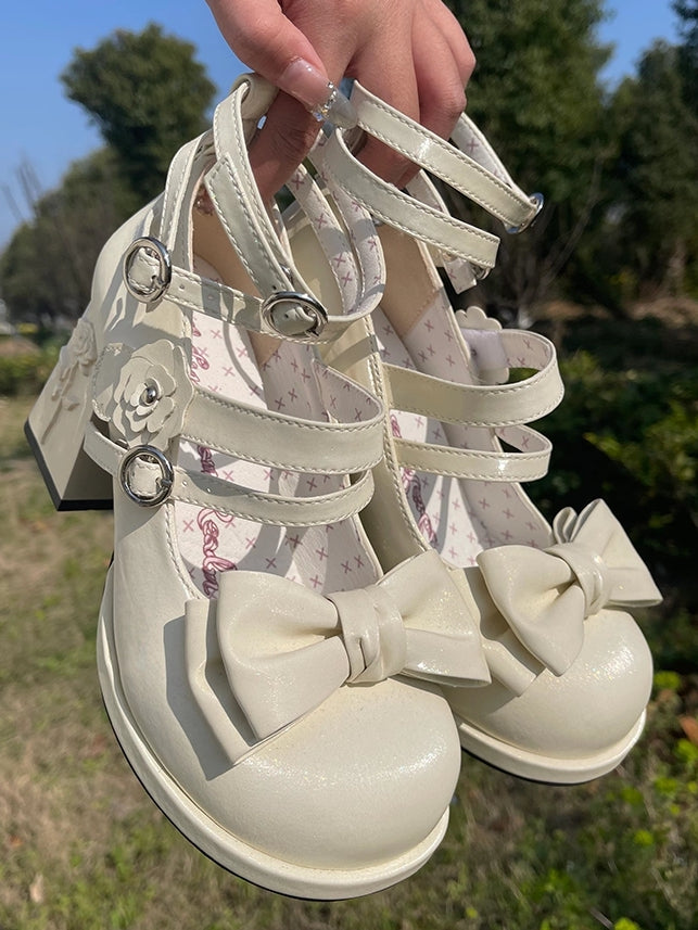 Lolita PU Block Leather High Sophisticated Champagne Heels with