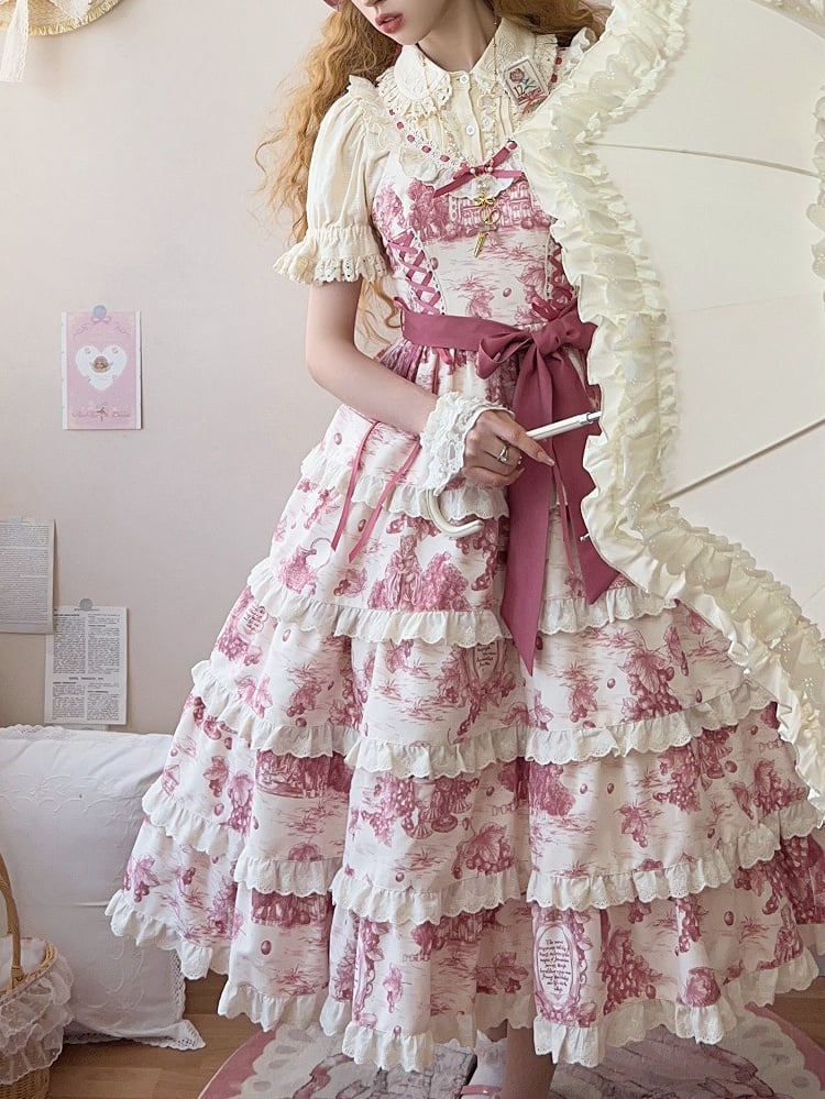 Grapes Detachable Jumper Lolita Skirt Print Pink Hem