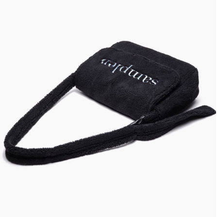 Letter Embroidered Fuzzy Tote Bag- Perfect For Fall And Winter Black Elegant