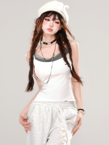 Black/White Slim-fit Cami Top