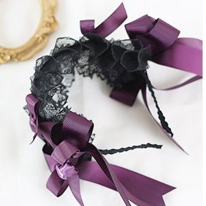 Bowknot Gothic Black KC Lace Lolita and Purple