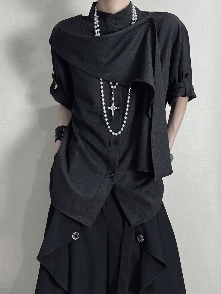 Details with Ribbon Shirt Corset Black Ouji Belt and Scarf Buckle Lolita