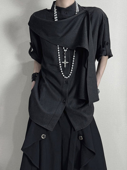 Details with Ribbon Shirt Corset Black Ouji Belt and Scarf Buckle Lolita