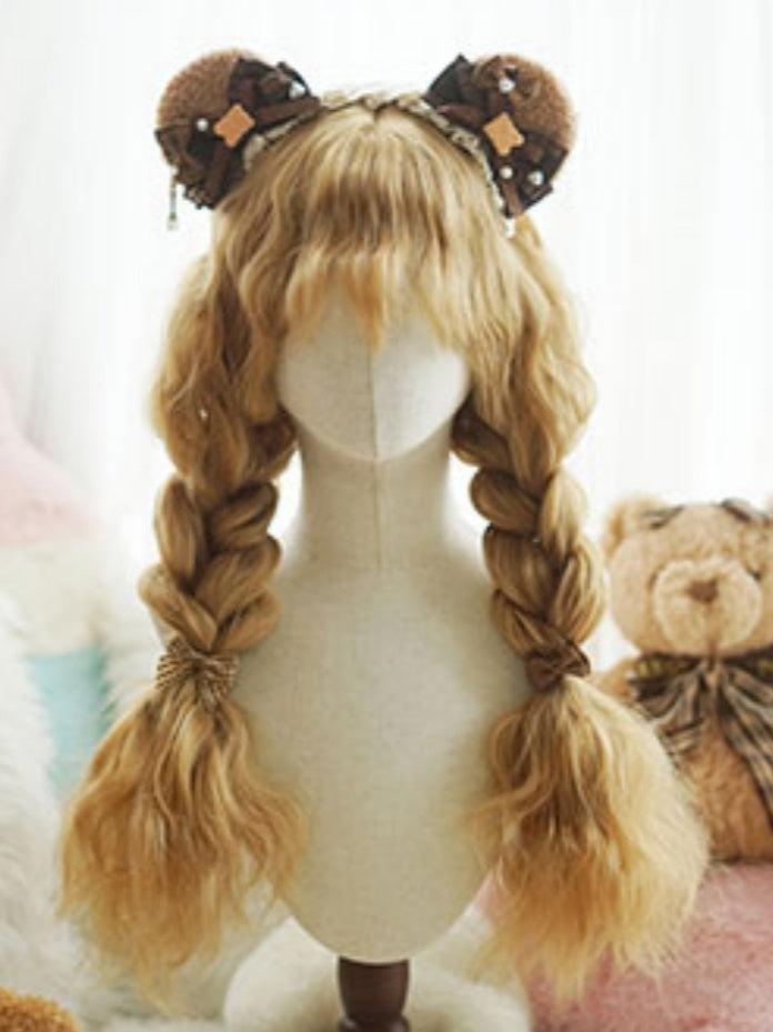 Blonde lange lockige Perücke mit Pony