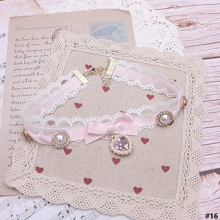 Options Bowknot Color Charm Heart Jirai Lace Kei 18 Choker