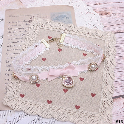 Options Bowknot Color Charm Heart Jirai Lace Kei 18 Choker