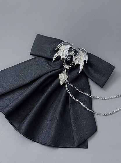 Accents Gothic Bat with Tie Motif Black Lolita Bow and Feather