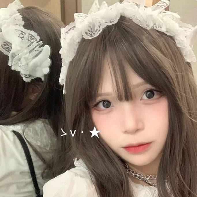 White Plush Ruffled Lace KC Wings with Angel