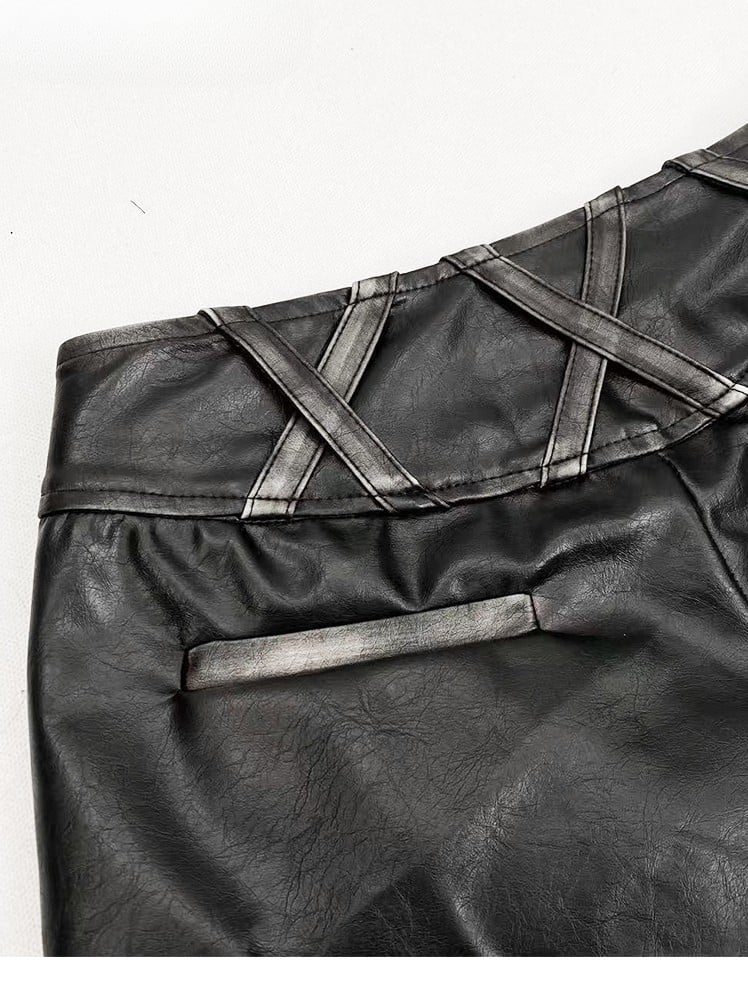 Shorts Black Pockets Glamorous Decorated Shaggy Bittersweet PU