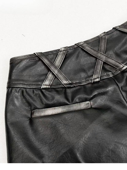 Shorts Black Pockets Glamorous Decorated Shaggy Bittersweet PU