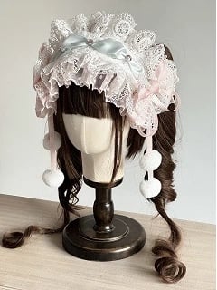 Pom-Pom (Lace Accents) Set Hairband Lolita Multi-Color