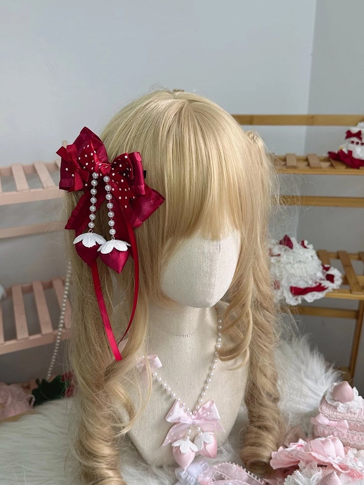 Hair Strawberry Bow Colors) Clip Polka (2 Dot